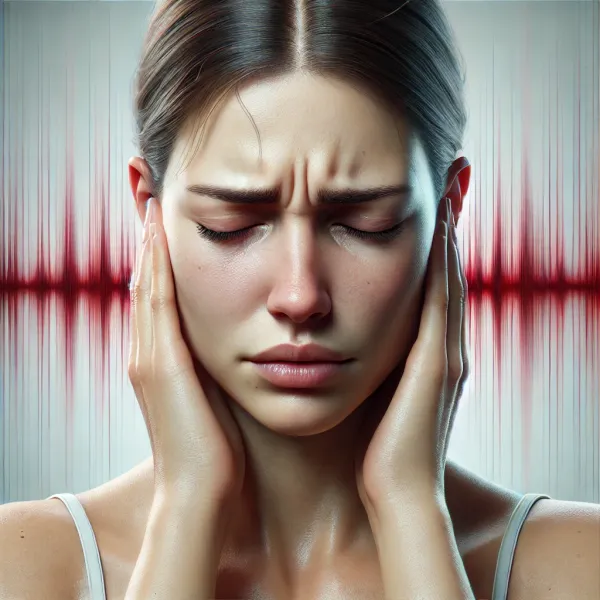Femme souffrant d'acouphènes